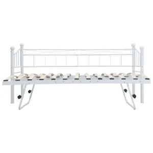 Berkfield Bed Frame White Steel 180x200/90x200 cm 6FT Super King