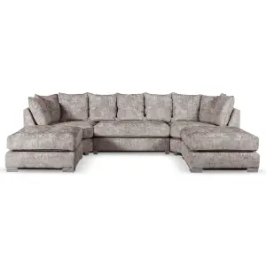 Bishop U-Shape Fabric 5 Seater Sofa Alaska Fabric Truffle Scatter Back