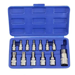 US PRO 13pc Torx Star Bit Socket Set - Tamper Bit Sockets T8 - T70 1497