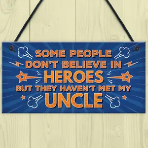 Red Ocean Uncle Is My Hero Novelty Birthday Christmas Family Gift Hanging Plaque Thank You Gift For Uncle Keepsake