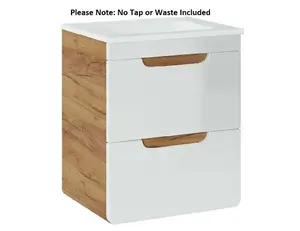 500 Bathroom Vanity Unit Sink Wall Cabinet Drawer White Gloss Oak Compact Aruba