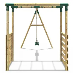 Rebo Wooden Children's Garden Swing Set with Monkey Bars - Single Swing - Solar Green