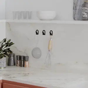 Decortie Modern Astra Unique Metal Triple Hook for Hanging, Set of 3 Matte Black Hooks Kitchen, Waterproof, Stainless Steel Hooks