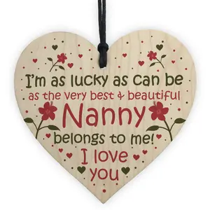 Red Ocean Nanny Gifts Nanny Birthday Card Gifts Wooden Heart Nan And Grandad Plaque Gifts From Grandchildren