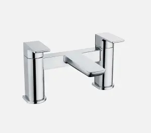 Modern Bathroom Design Chrome Bath Filler Mixer Tap Dual Lever Ceramic Disc