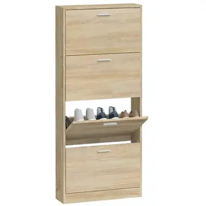 Shoe Cabinet Oak 59x17x150 cm Engineered Wood