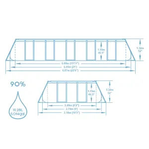 Bestway Power Steel Rectangular 21ft x 9ft x 52" Above Ground Swimming Pool, Sand Filter Pump & Accessories (2024 Version)