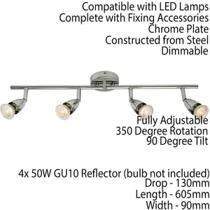 LED Adjustable Ceiling Spotlight Chrome Plate Quad GU10 Kitchen Bar Downlight