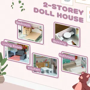 AIYAPLAY Dolls House with 13 Pieces Furniture & Accessories