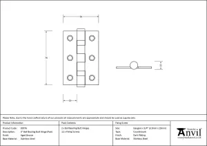 From The Anvil Aged Bronze 3 Inch Ball Bearing Butt Hinge (pair) ss