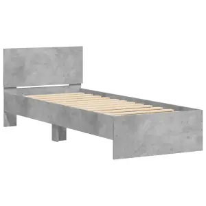 Berkfield Bed Frame without Mattress with LED Lights Concrete Grey 90x200 cm