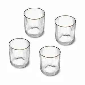 Mikasa Sorrento Ridged Crystal Set of 4 400ml Tumbler Glasses