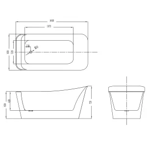 Chicago White Acrylic Freestanding Bath (L)1600mm (W)800mm