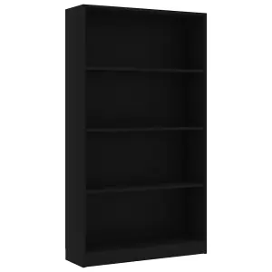 Berkfield 4-Tier Book Cabinet Black 80x24x142 cm Engineered Wood