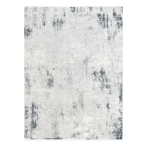 Modern carpet DUKE 51558 cream / blue - Geometric vintage structured,  180x270 cm