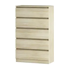 SunDaze Chest of Drawers Storage Bedroom Furniture Cabinet 5 Drawer Oak 70x40x112cm