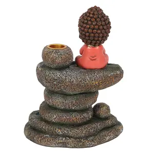 Something Different Buddha Rock Pond Backflow Incense Burner Red/Brown (One Size)