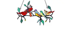 Bundle Of  Stained Glass Effect Birds Hanging Garden Decoration 5 birds