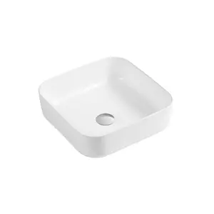 White Stone Olla 390mm L x 390mm W White Ceramic Square Sink