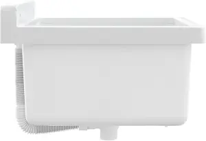 Wall-Mounted Sink Washbasin-White 40x40x24cm Resin, OutdoorIndoor Utility Basin with Overflow Hole, Easy Install