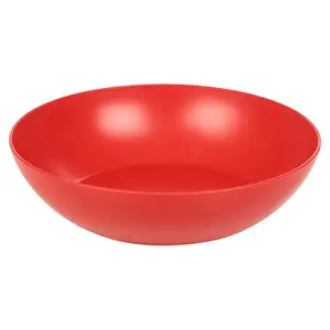 URBNLIVING 20cm Diameter 6 Pcs Red Colour High Quality Deep Round Reusable Solid Colour Plastic Dinner & Picnic Plates