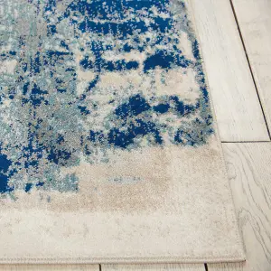 Ivory Blue Abstract Luxurious Modern Easy to clean Rug for Dining Room Bed Room and Living Room-239cm X 320cm