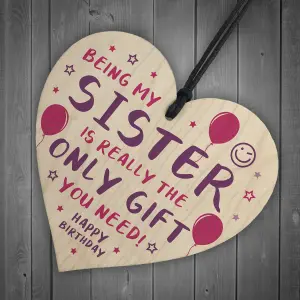 Red Ocean Funny Sister Birthday Gifts From Brother Novelty Wooden Heart Gift For Sister