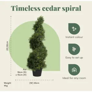 Blooming Artificial - 90cm / 3ft Artificial Cedar Spiral