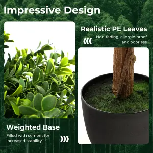 Costway 100CM Artificial Boxwood Topiary Double Ball Tree Faux Plant Fake Plant Home Decoration