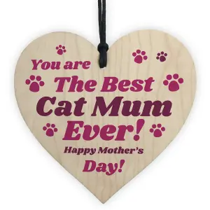 Funny Mothers Day Gift For Best Cat Mum Wood Heart Gift From Cat Pet Gift Keepsake