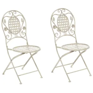 Set of 2 Garden Chairs BIVIO Metal Off-White