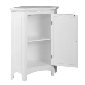 Teamson Home Bathroom Standing Corner Cabinet, Wooden Cabinet with Shutter Door, Bathroom Storage