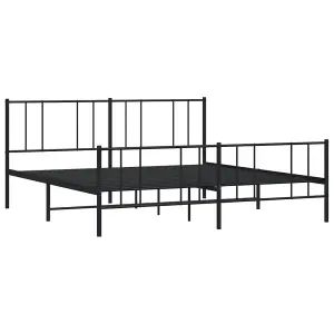 Berkfield Metal Bed Frame with Headboard and Footboard Black 200x200 cm