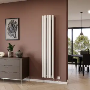 Ximax Vulkan Round Tube VUE1800210W White Electric & gas Vertical Electric designer 4096BTU Radiator, (W)360mm x (H)1800mm