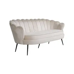 Calais Sofa 3,seater , Beige Velvet