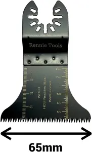 Rennie Tools 65mm Wide Coarse Cut Oscillating Curved Multi Tool Blade For Wood, Plastics, Drywall Etc. Universal Fitting Multitool