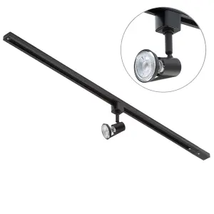 Litecraft Harlem Black 1 Head 1m Straight Kitchen Ceiling Light with LED Bulbs