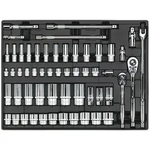 Premium 55 Piece Socket Set with Modular Tool Tray for DIY and Professional Use