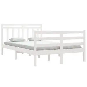 Berkfield Bed Frame White Solid Wood 120x200 cm