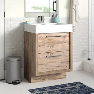 Walker 600mm Single Bathroom Vanity with Integrated Resin Basin Light Sawn Oak