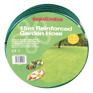 SupaGarden Reinforced Hose Pipe Dark Green (15m)