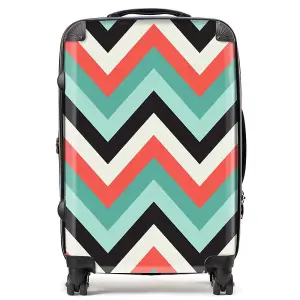 Geometric Colored Chevron Pattern Suitcase - Medium