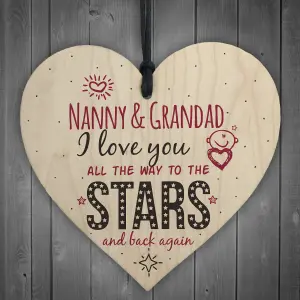 Red Ocean Love You Nanny  Grandad NAN Home Decor Wooden Hanging Heart Wall Sign Plaque Keepsake Gift