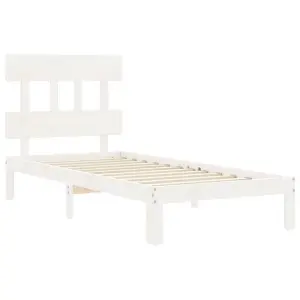 Berkfield Bed Frame with Headboard White 100x200 cm Solid Wood