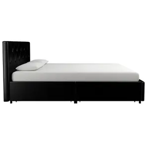 Dakota Bed with Storage PU Black, King