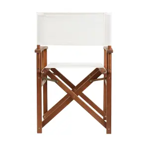 Charles Bentley FSC Wooden Pair of Folding Directors Chairs Cream Pop-Up Garden