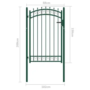 Berkfield Fence Gate with Spikes Steel 100x150 cm Green