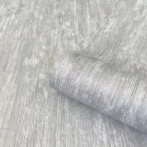 Belgravia Décor Retreat Silver Distressed Textured Wallpaper