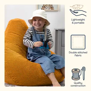 icon Kids Dalton Corduroy Bean Bag Chair Ochre Yellow Childrens Bean Bags