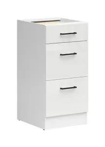 400mm Kitchen Drawer Base Unit Cabinet 40cm Cupboard White / Chalk Gloss Junona